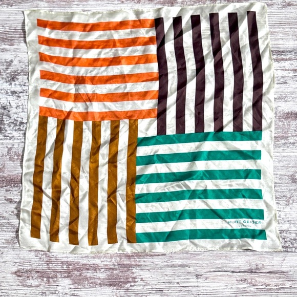 Kurt‎ Geiger Striped Silk Scarf - Picture 1 of 5